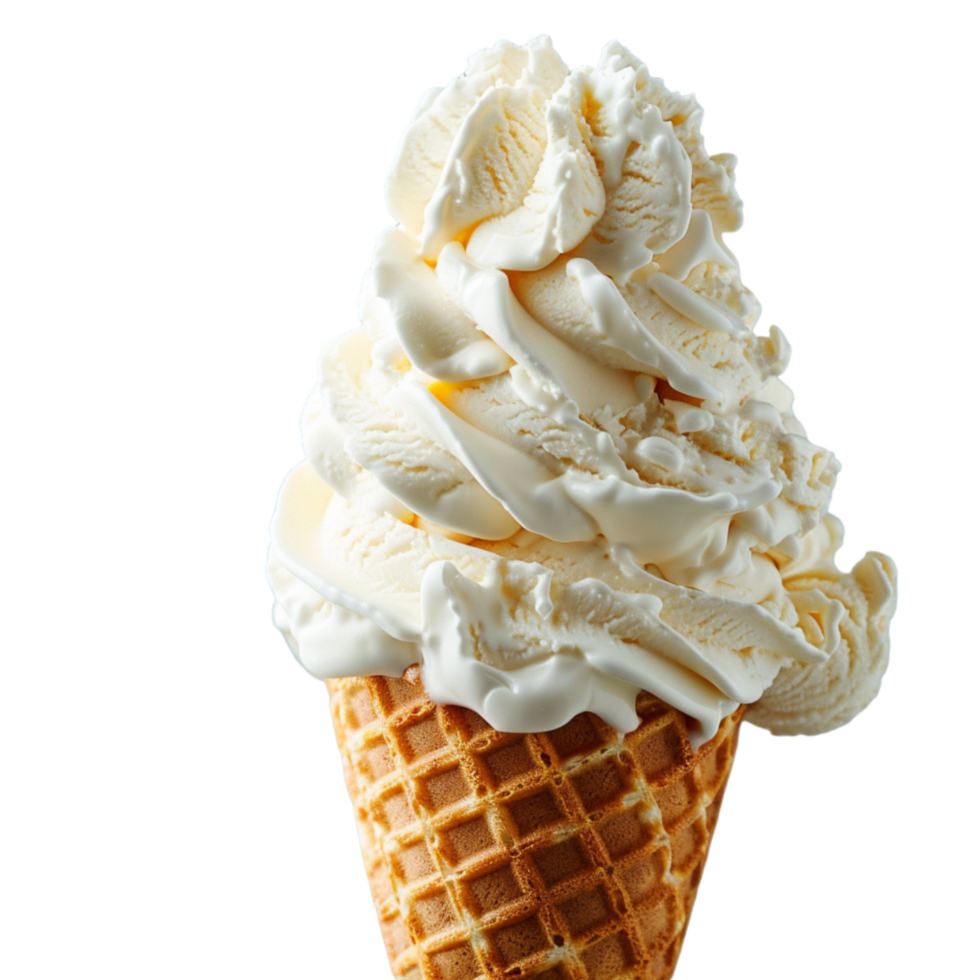 Soft Serve Ice Cream Cone on White Background png
