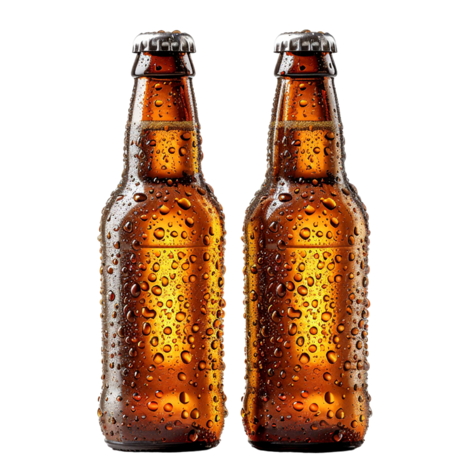 Two Cold Beer Bottles With Water Droplets png