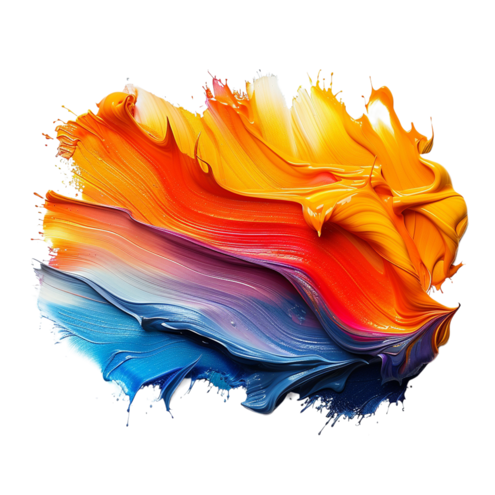 Abstract Oil Paint Swirls in Blue, Red, and Yellow png