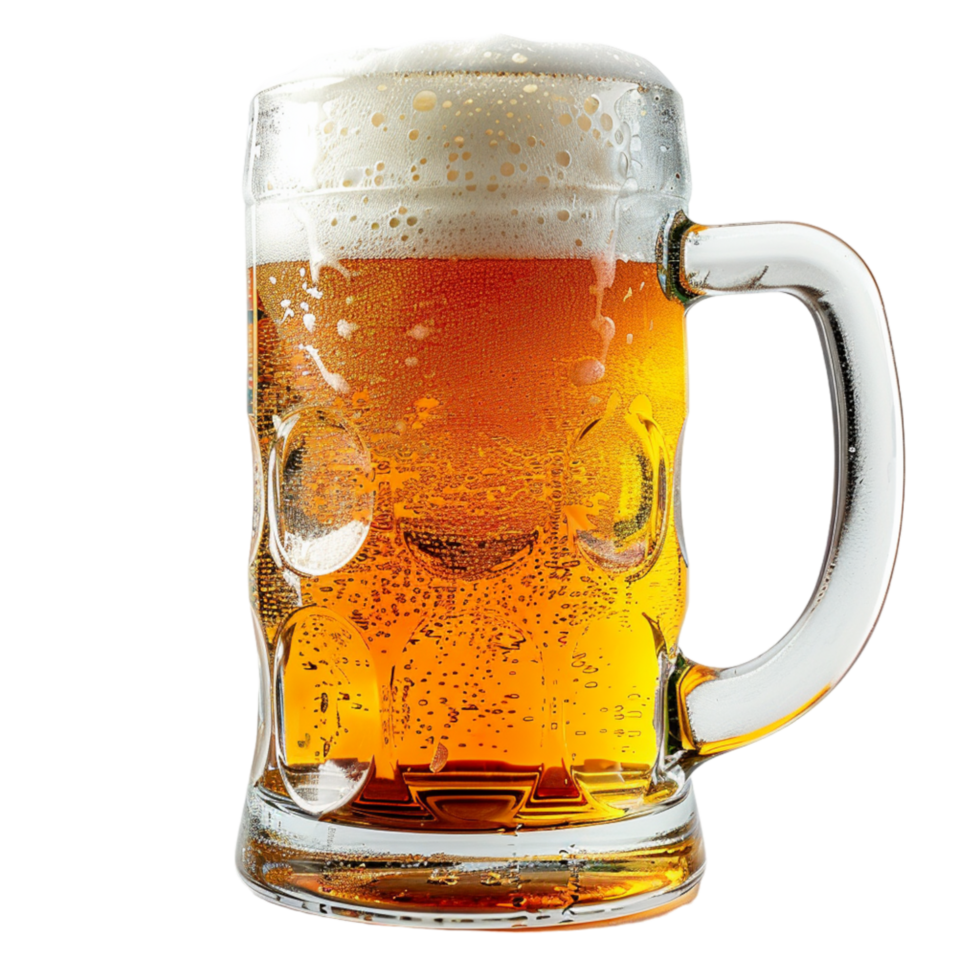 Close Up of a Full Glass of Beer With Frothy Head png