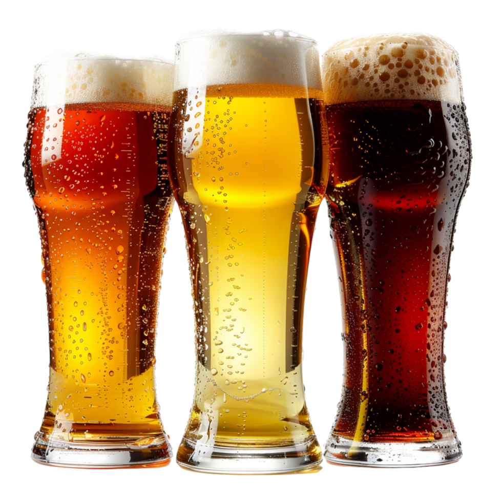 Three Cold Beers on a White Background png