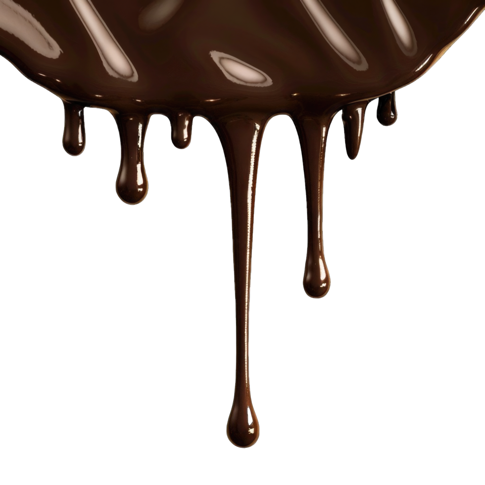 Melted Dark Chocolate Dripping Isolated on White Background png