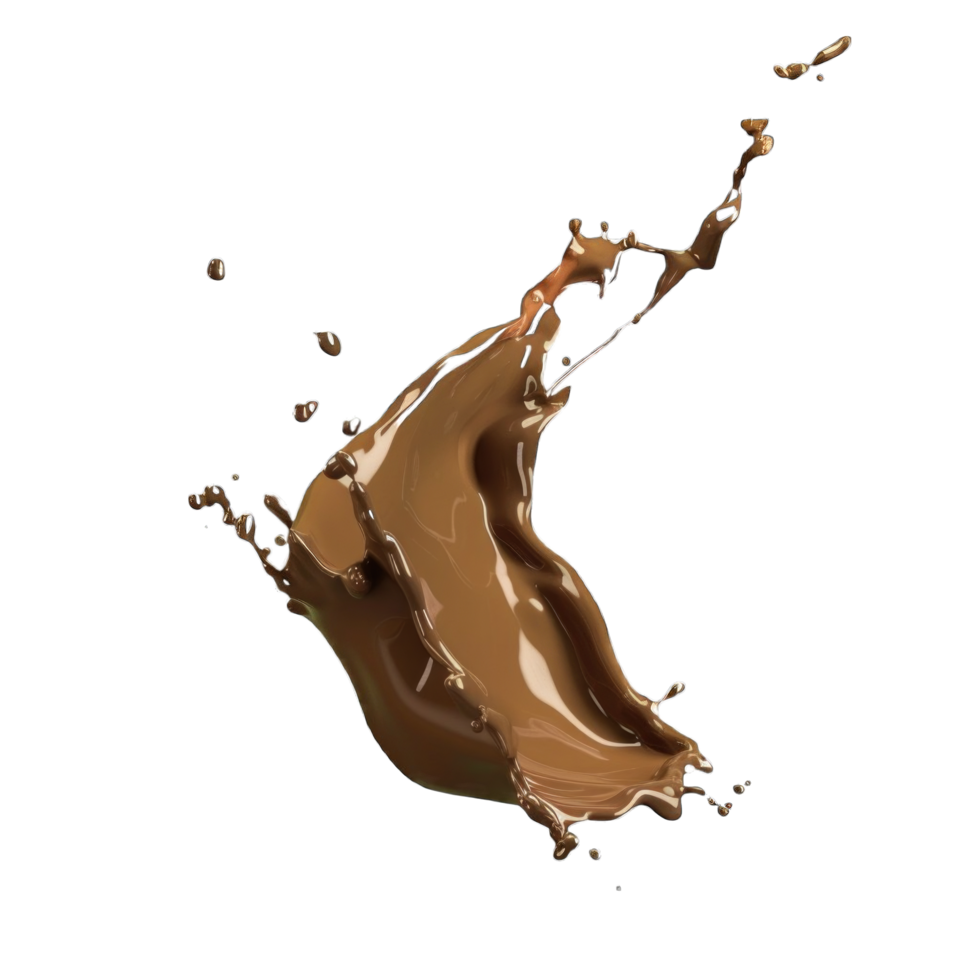 High Quality 3D Render of a Chocolate Milk Splash Isolated on a Transparent Background png