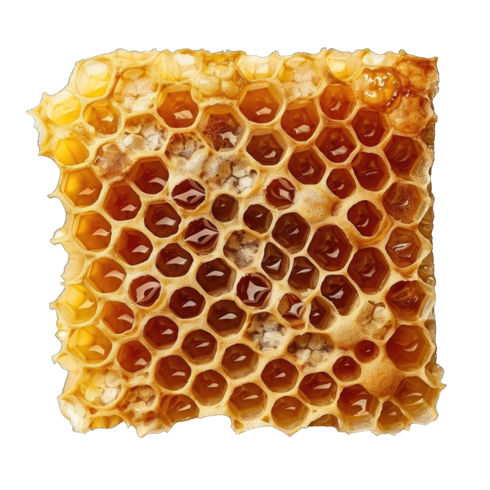 Honeycomb With Golden Honey Isolated on Transparent Background png