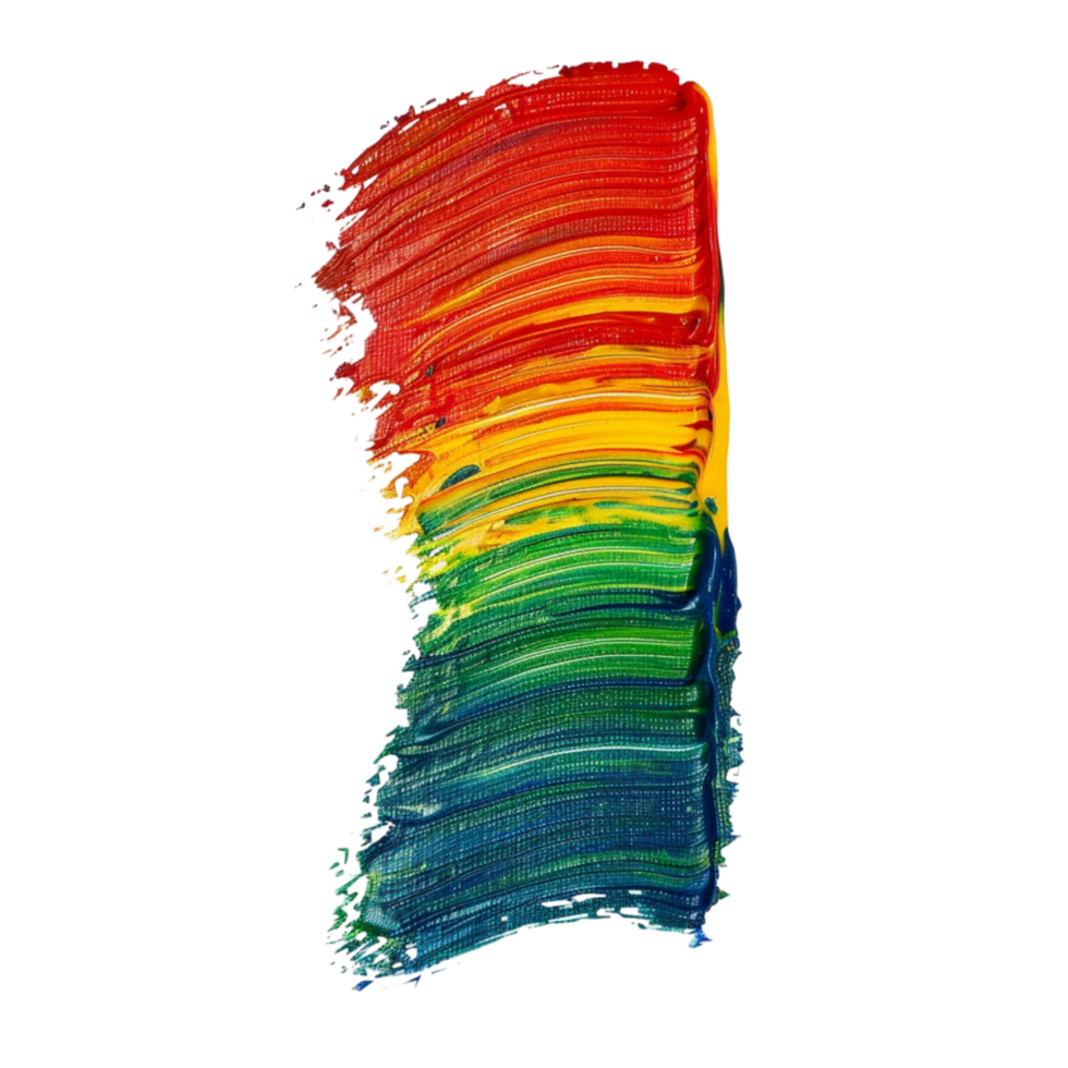 Abstract Red, Yellow, Green, and Blue Paint Stroke on White Background png