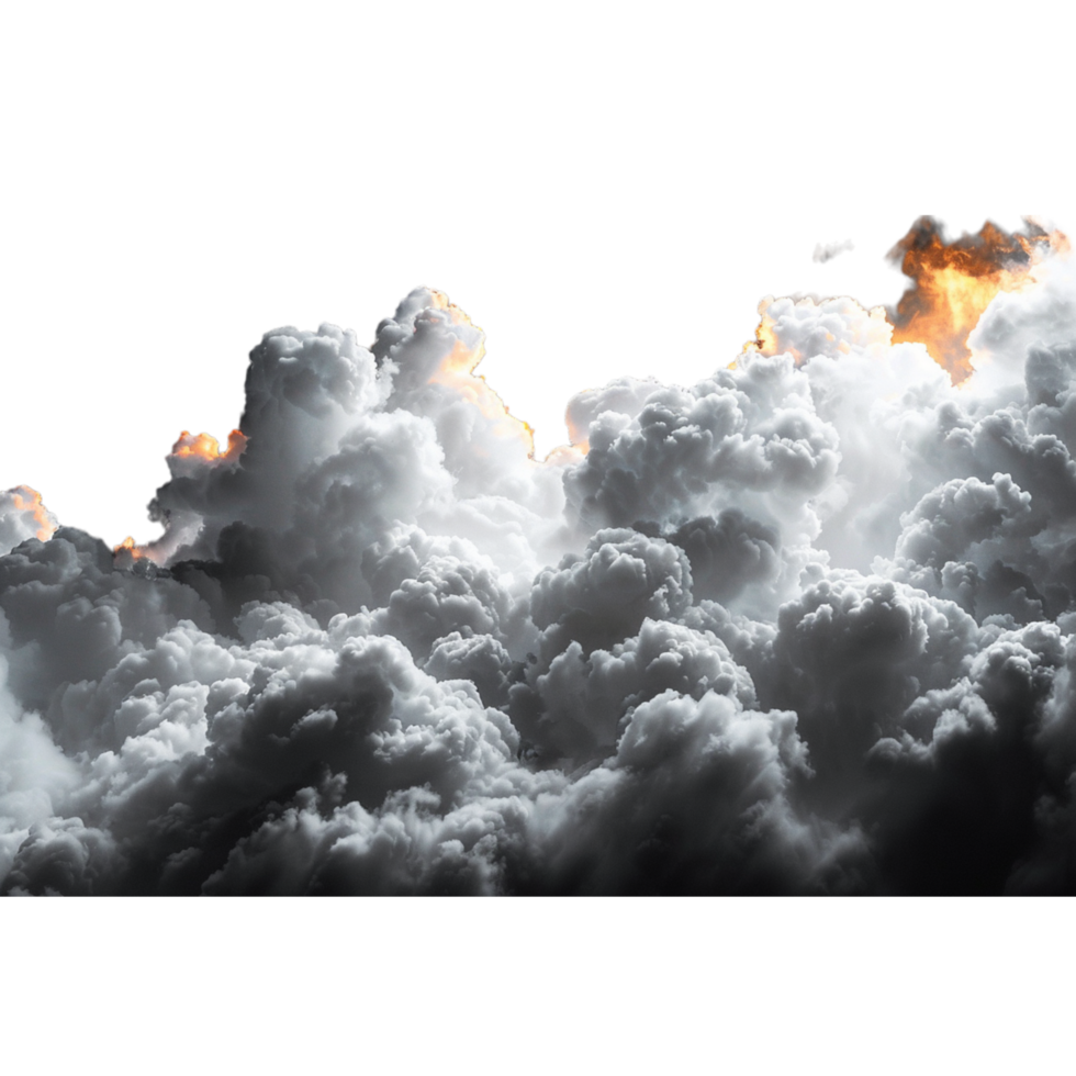 Dramatic Storm Clouds With Fiery Orange Glow in the Sky png