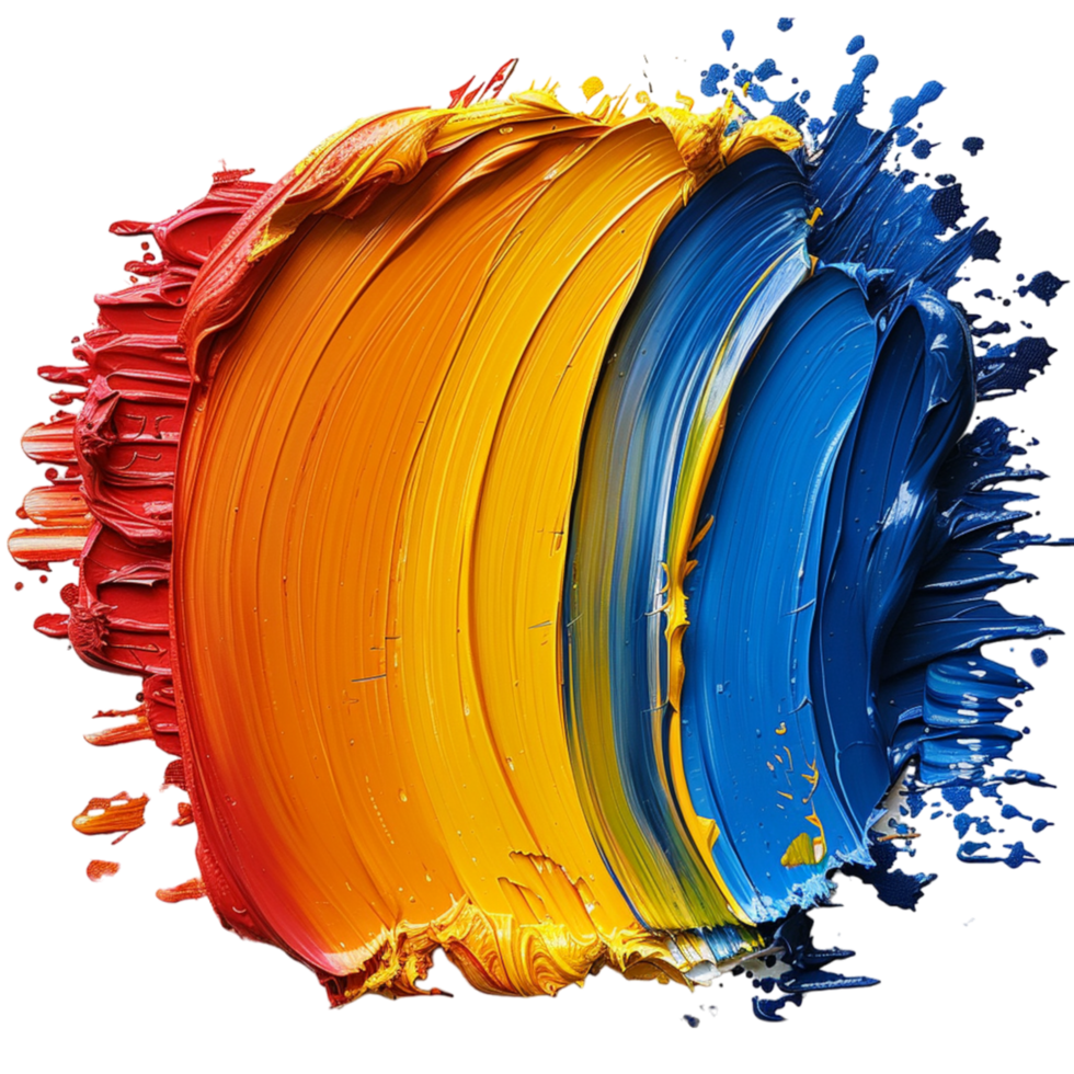 Abstract Red, Yellow, and Blue Paint Swirl png
