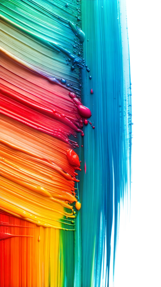 Vibrant Rainbow Paint Strokes With Blue Background png