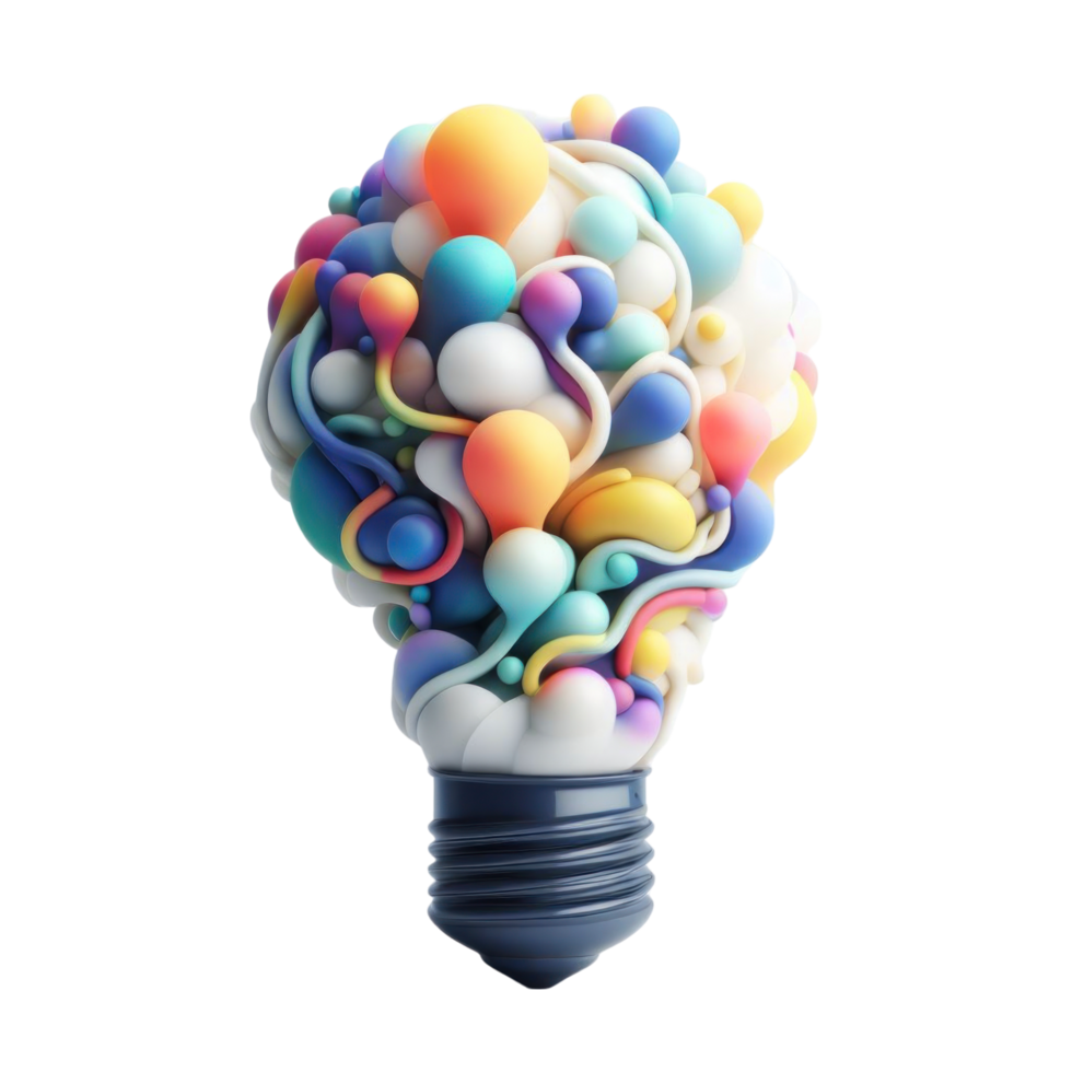 Colorful Abstract Lightbulb Illustration With 3D Design png