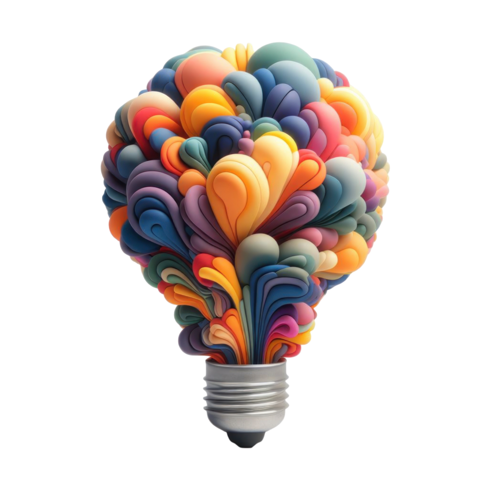 Colorful Light Bulb With Abstract Shapes png