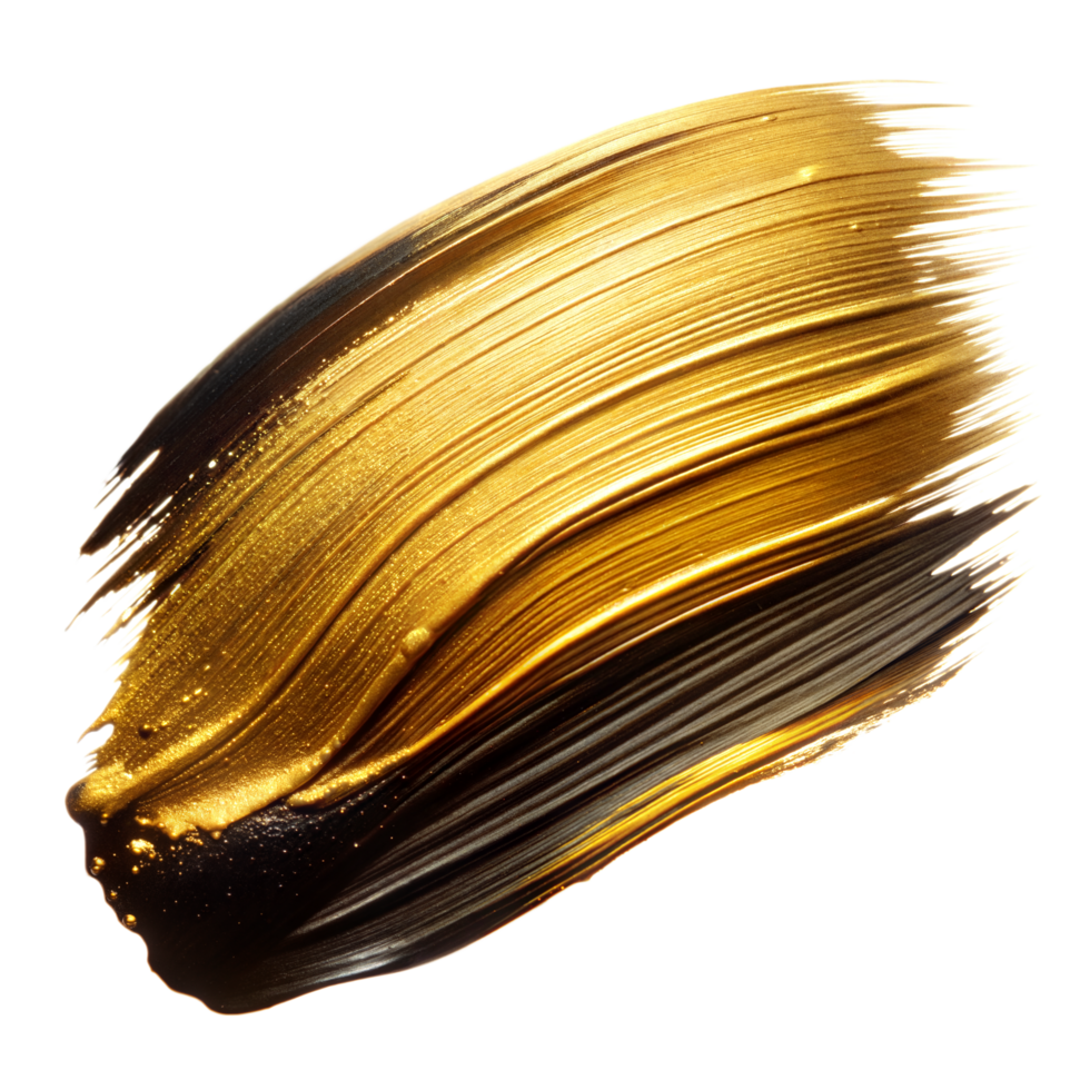 Abstract Gold And Black Paint Stroke On Transparent Background png