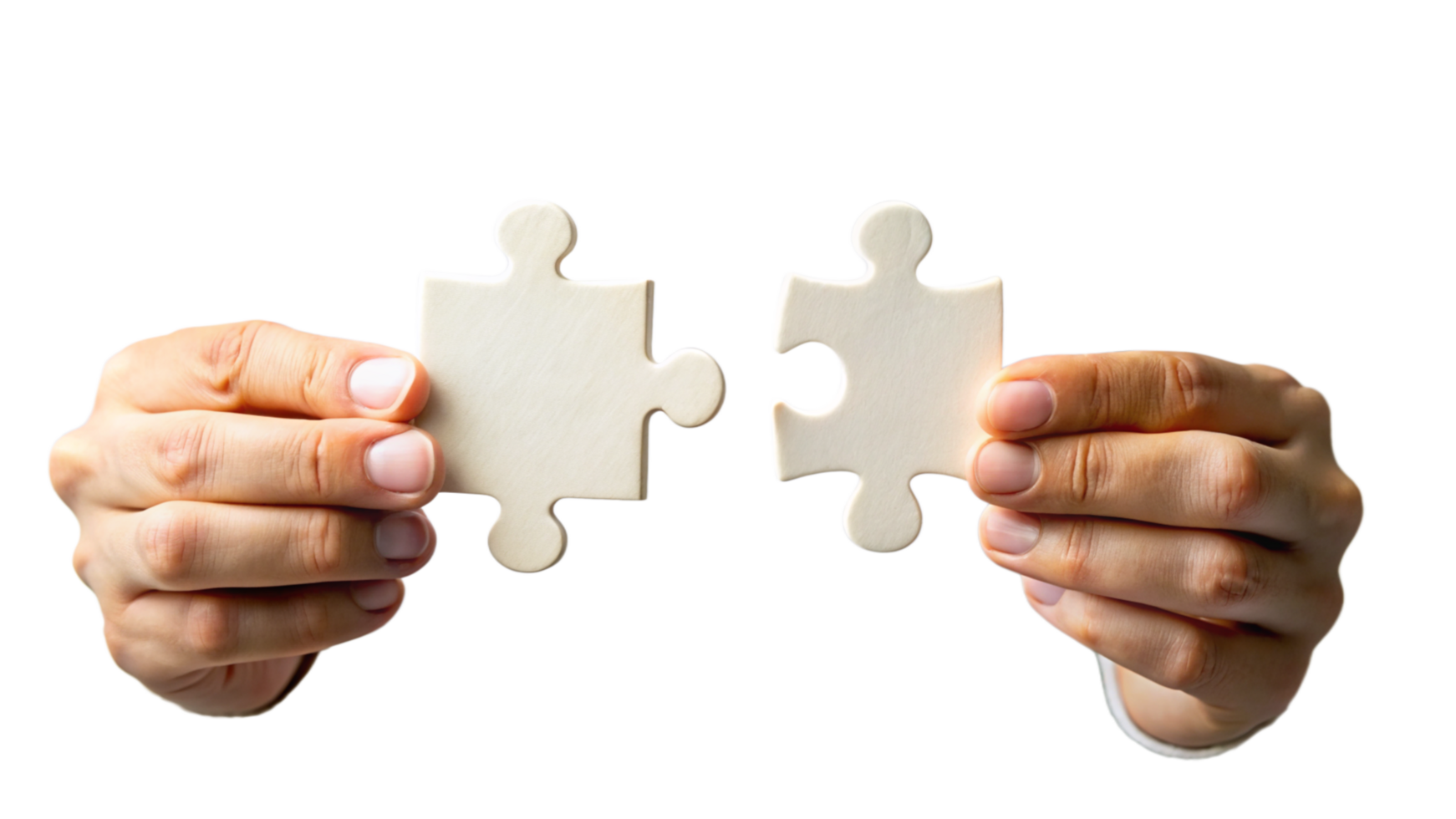 Two Hands Holding Puzzle Pieces Almost Touching png