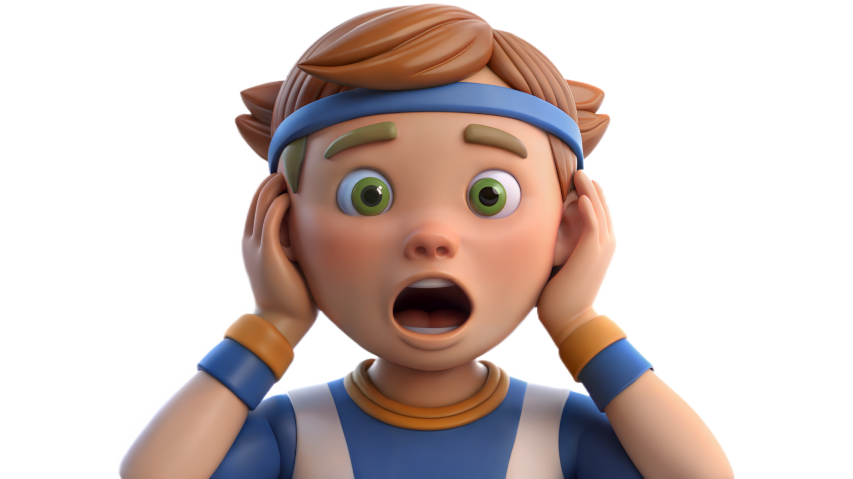 3D Animated Boy Character Shocked and Surprised png