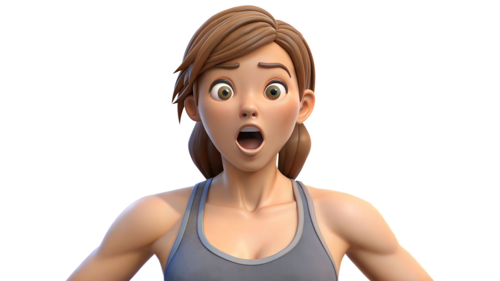 Animated Female Character With Shocked Expression png