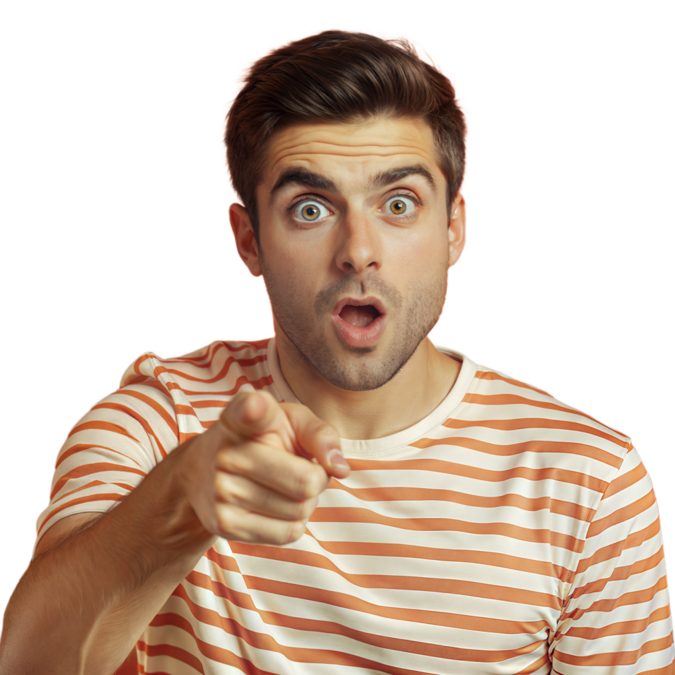 Surprised Man Pointing With Open Mouth and Wide Eyes png