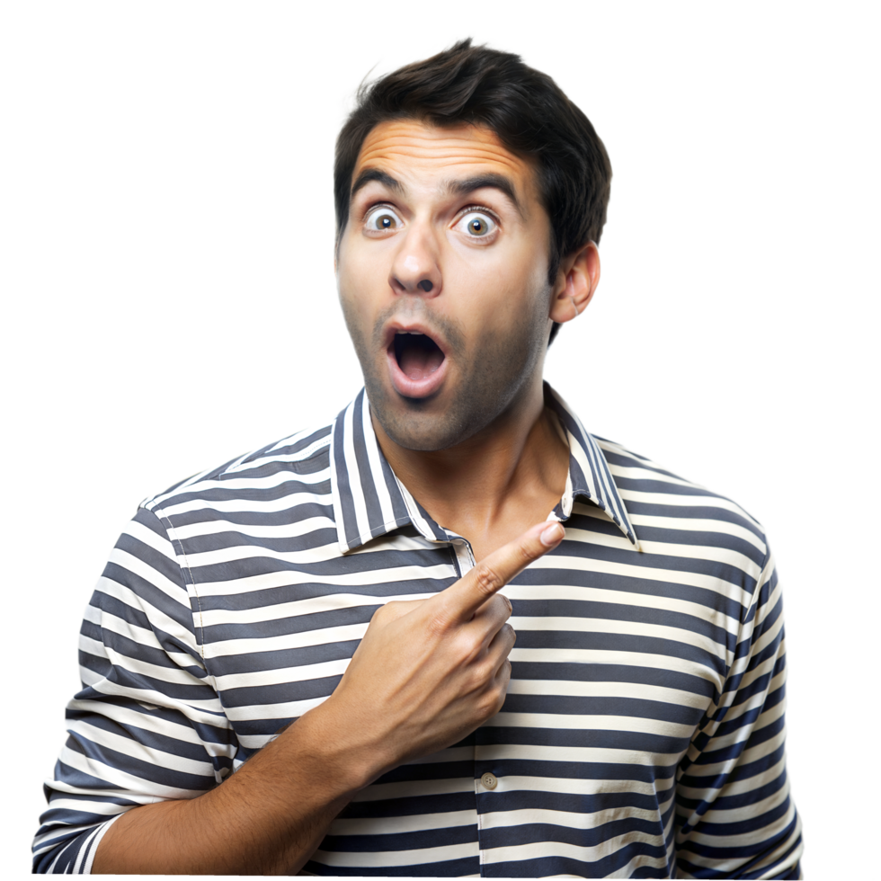 Surprised Man Pointing Right With Open Mouth png