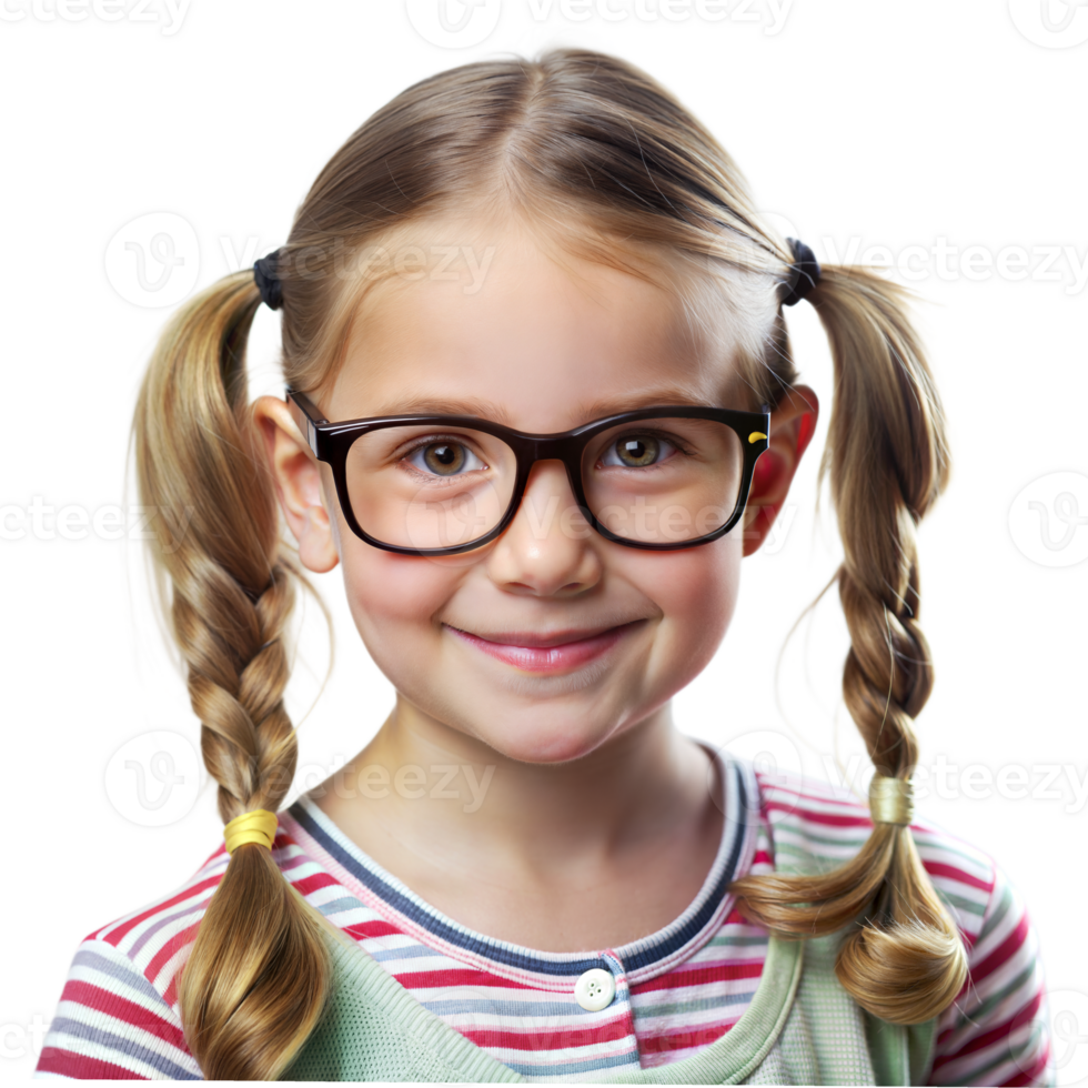 Portrait of a Smiling Young Girl Wearing Glasses png