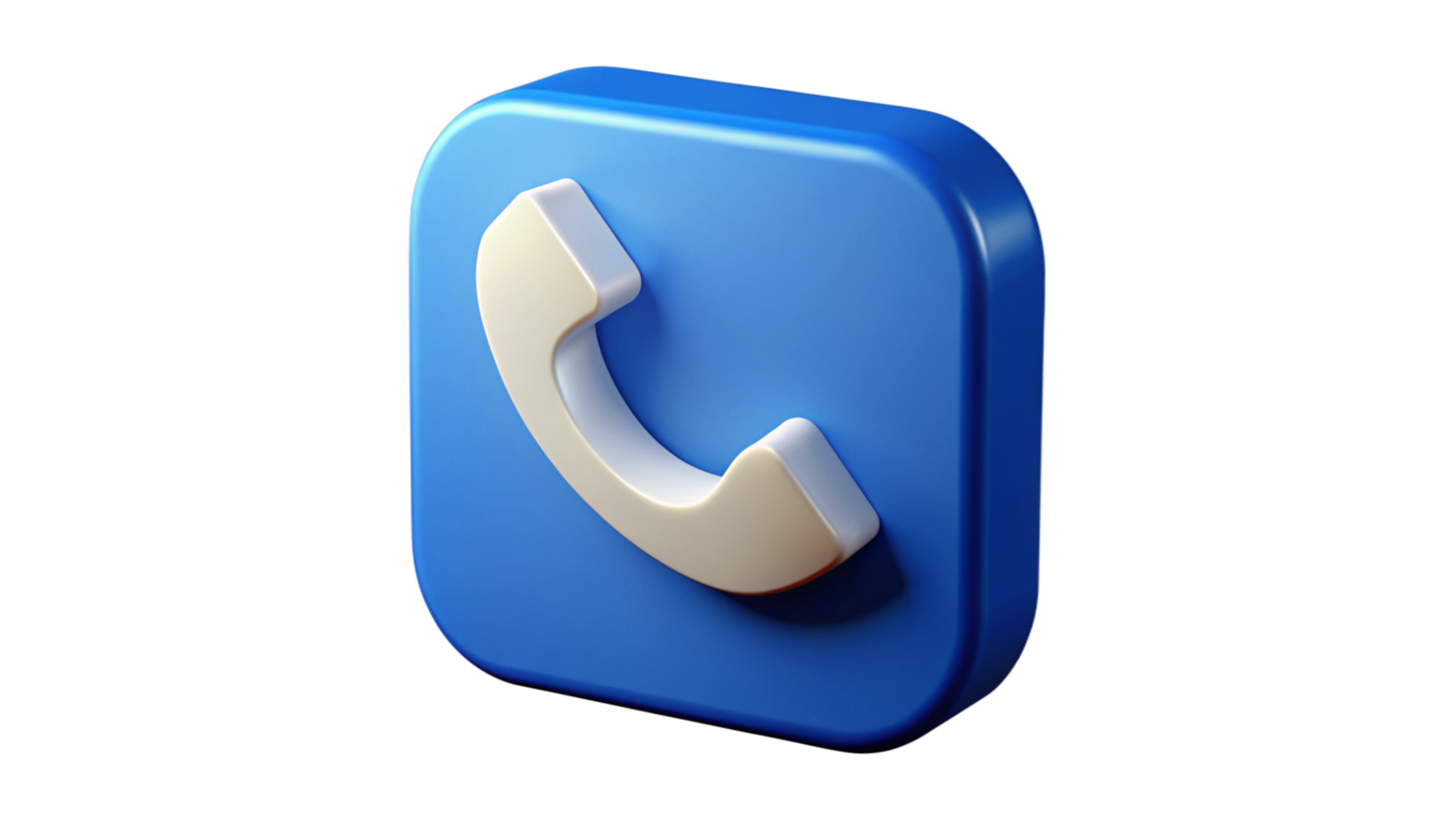 3D Blue Square Phone Icon With White Handset png