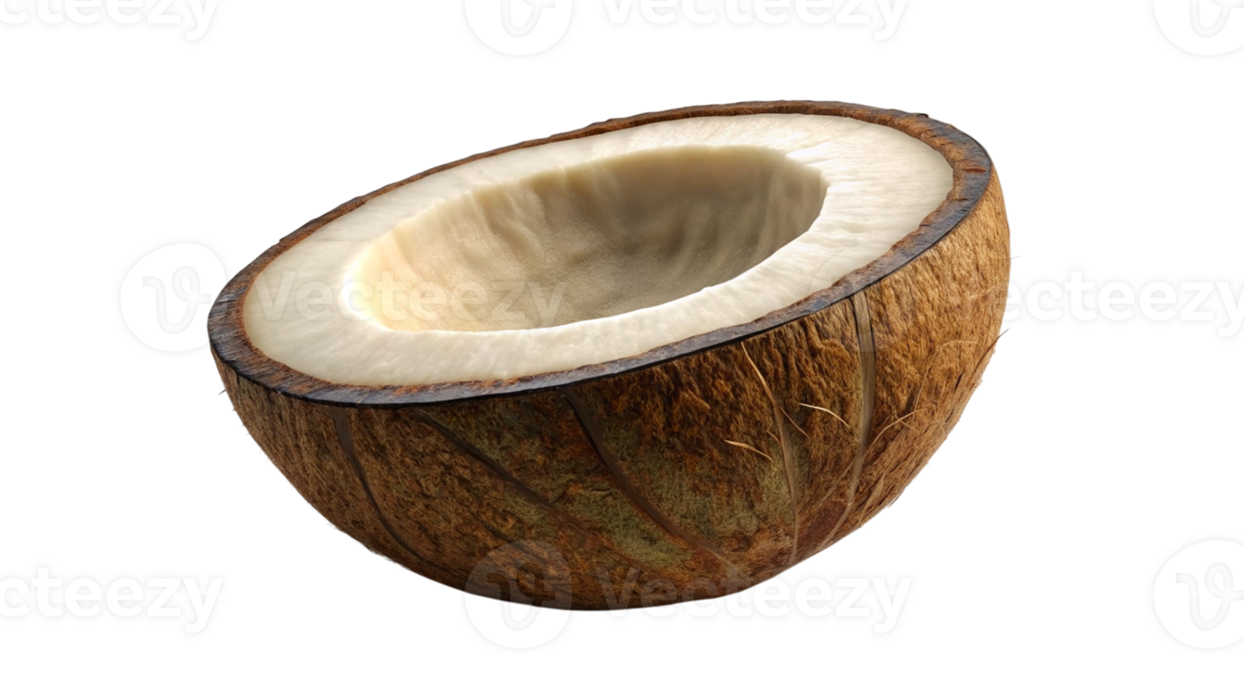 Half Coconut Shell Isolated on White Background png
