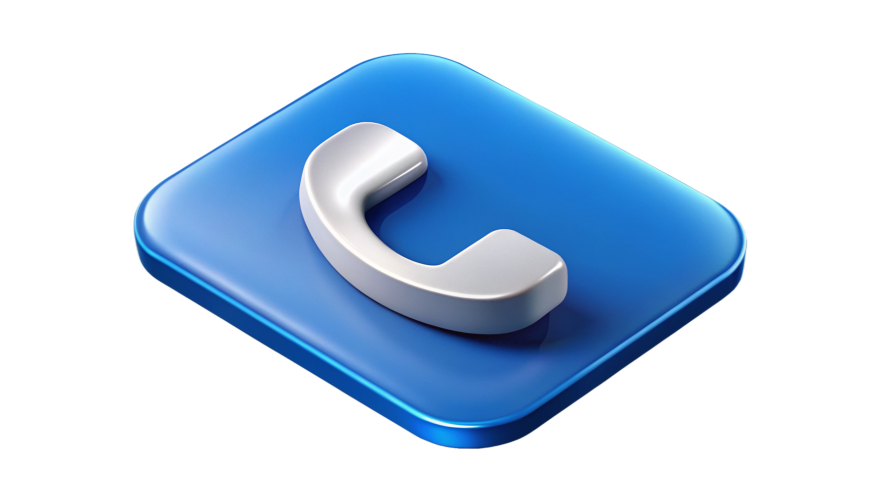3D Rendered Phone Icon on Blue Square Button png