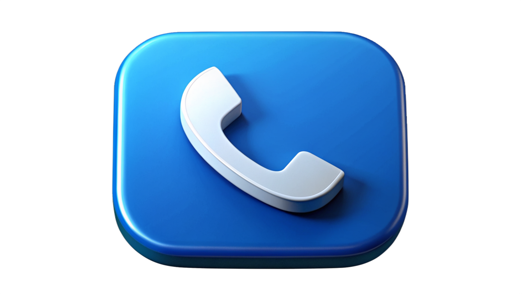 3D Render of a White Phone Icon on a Blue Square Button png