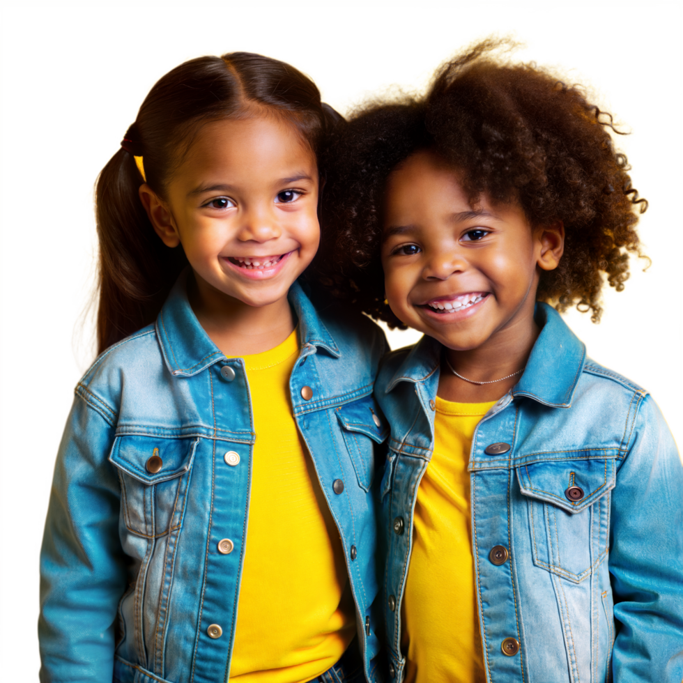 Two Smiling Girls in Denim Jackets png