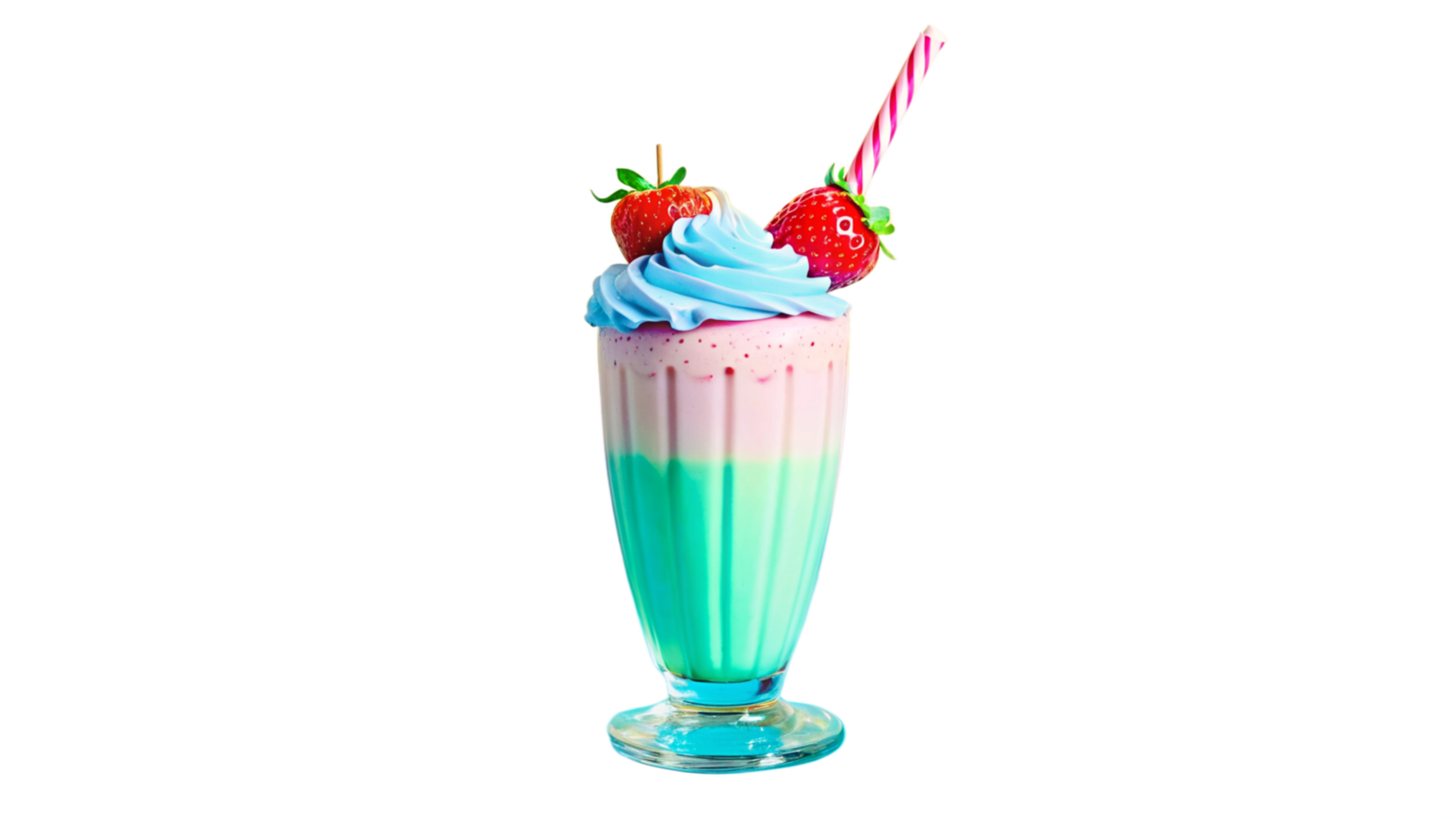 Strawberry Milkshake With Whipped Cream and Straw png