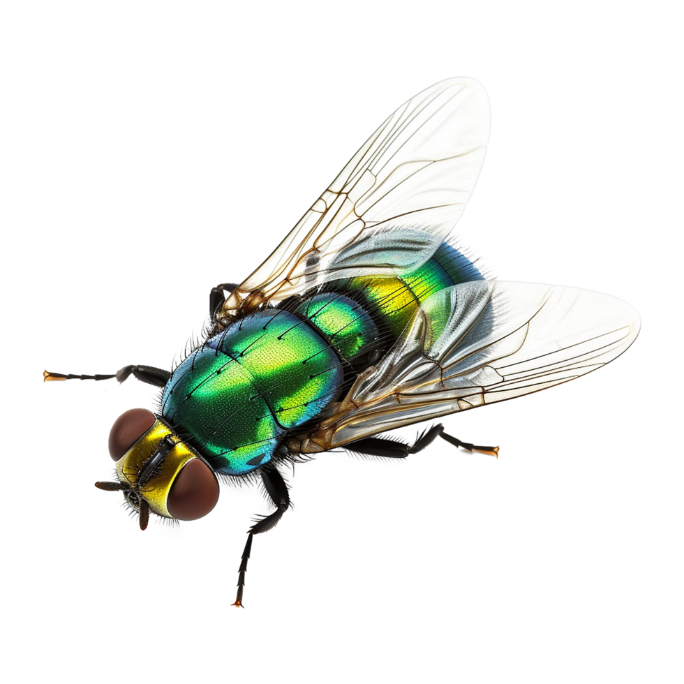 Common green bottle fly top view isolated on transparent background png
