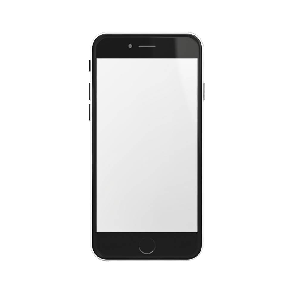 Hand holding blank phone isolated on transparent background png