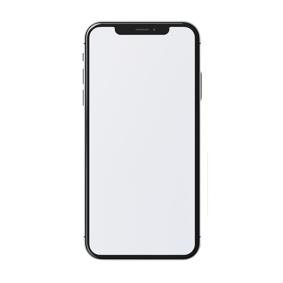 Hand holding blank phone isolated on transparent background png