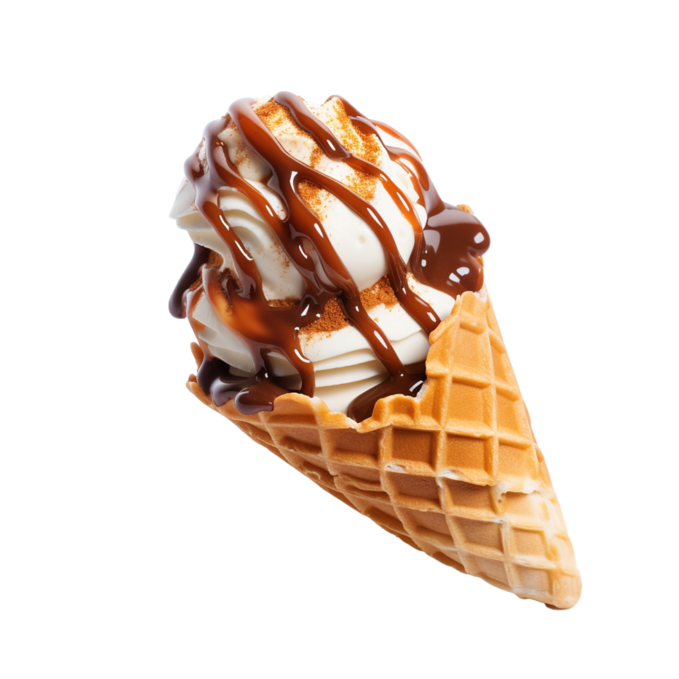 Chocolate cone ice cream isolated on transparent background png