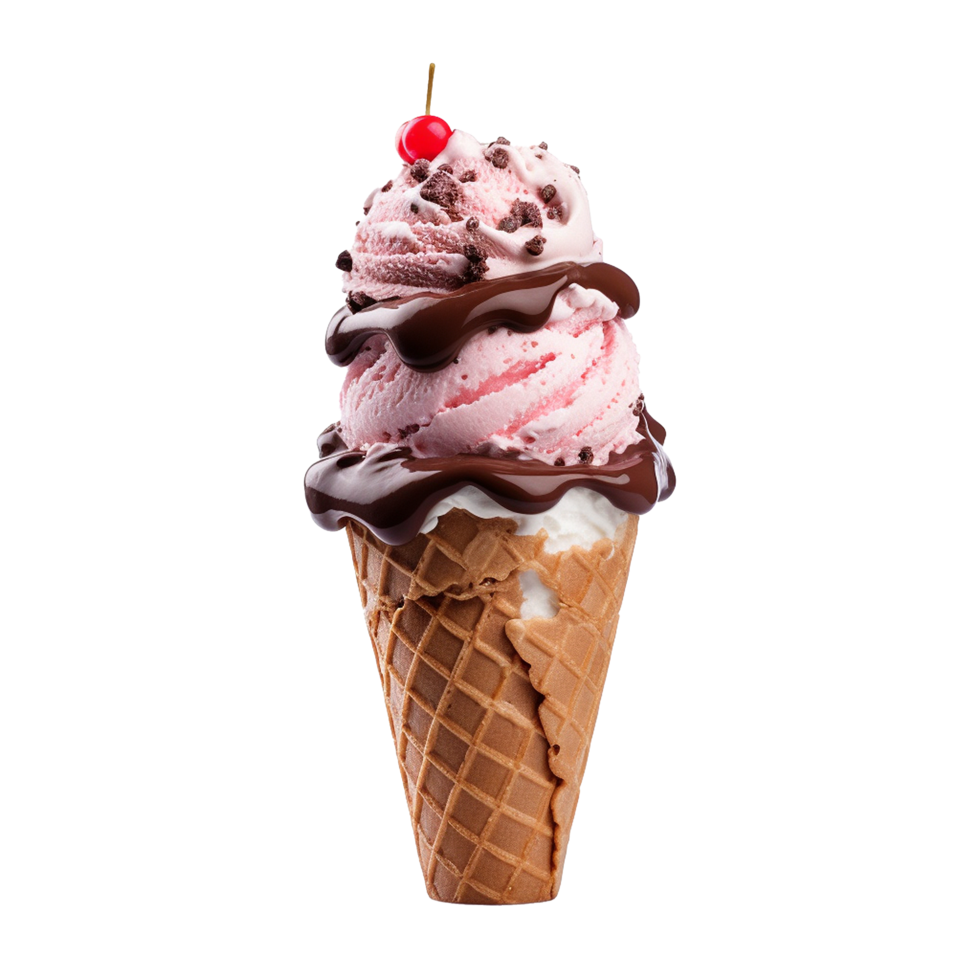Chocolate cone ice cream isolated on transparent background png