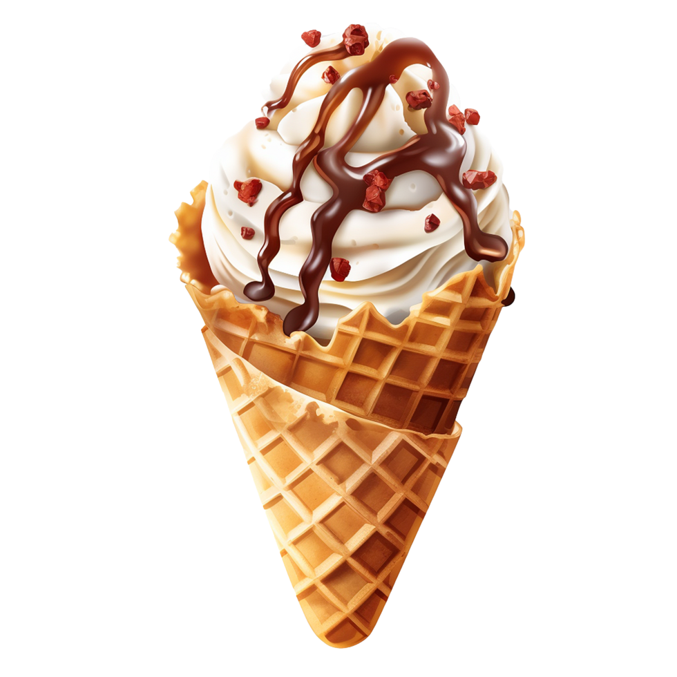 Chocolate cone ice cream isolated on transparent background png
