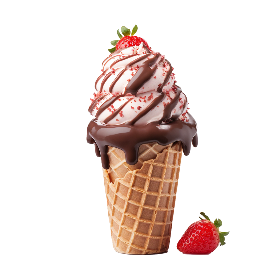 Chocolate cone ice cream isolated on transparent background png