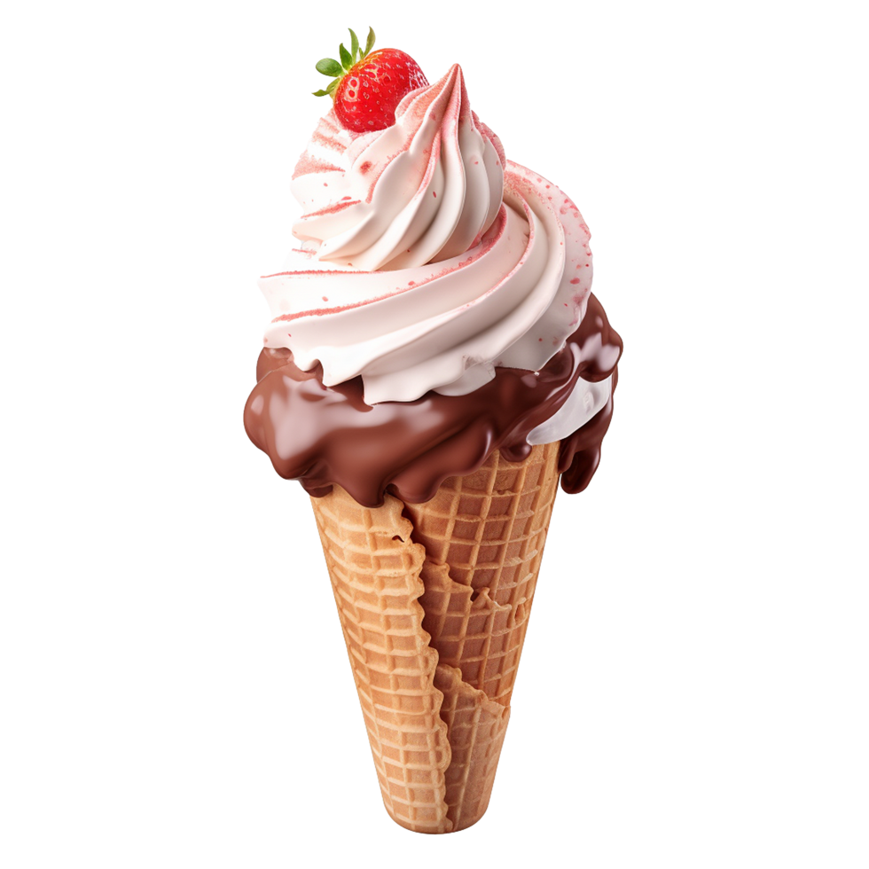 Chocolate cone ice cream isolated on transparent background png