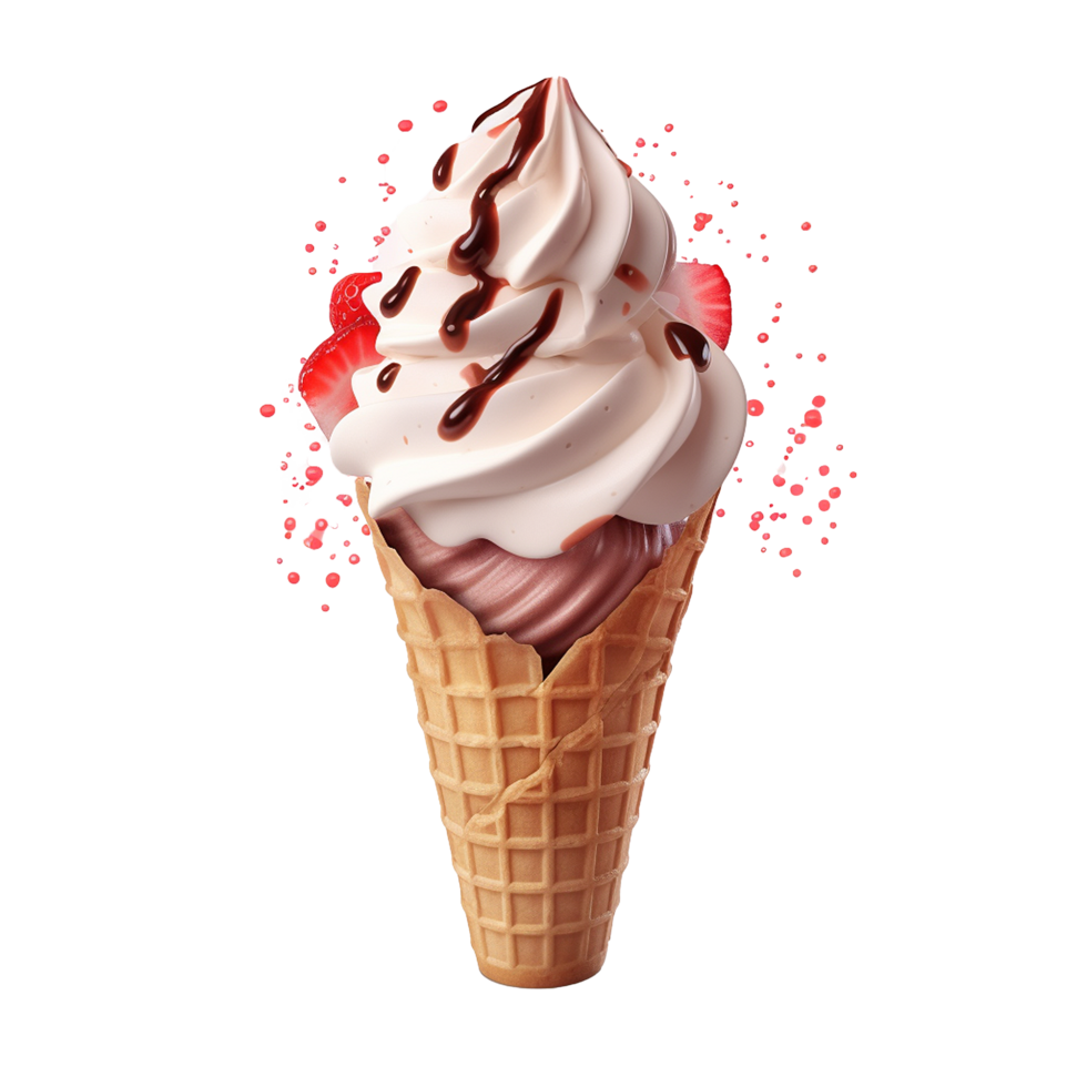 Chocolate cone ice cream isolated on transparent background png