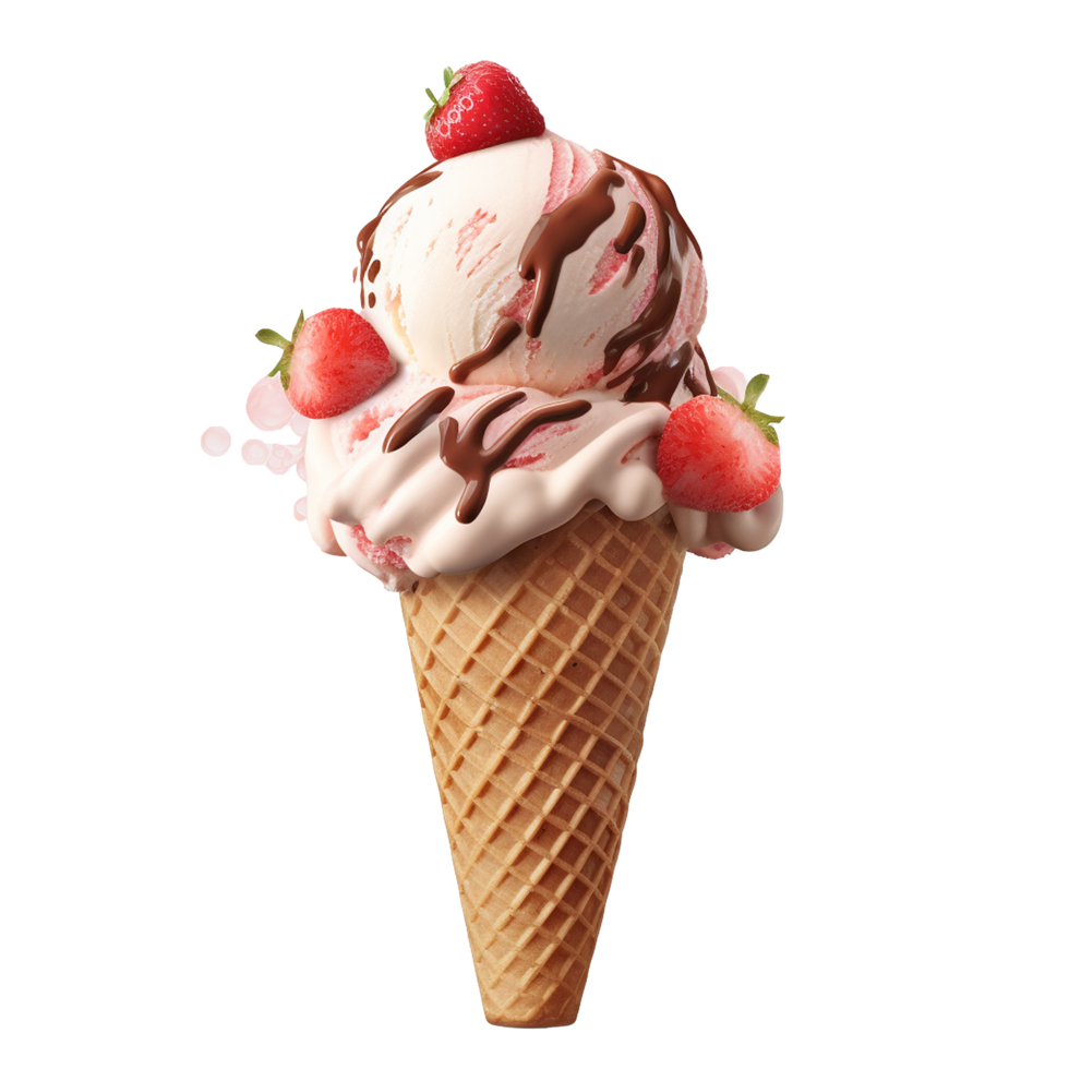 Chocolate cone ice cream isolated on transparent background png