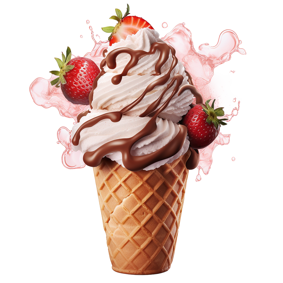 Chocolate cone ice cream isolated on transparent background png