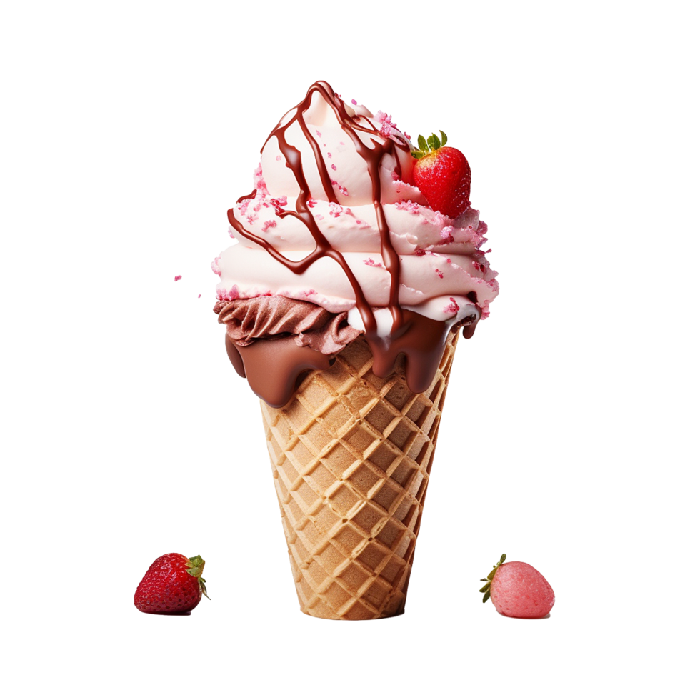 Chocolate cone ice cream isolated on transparent background png
