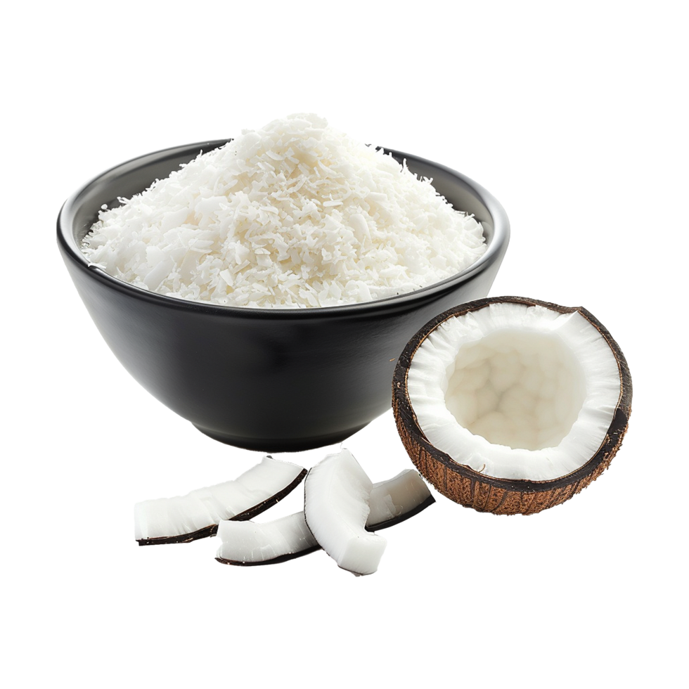 Coconut flakes powder in bowl png