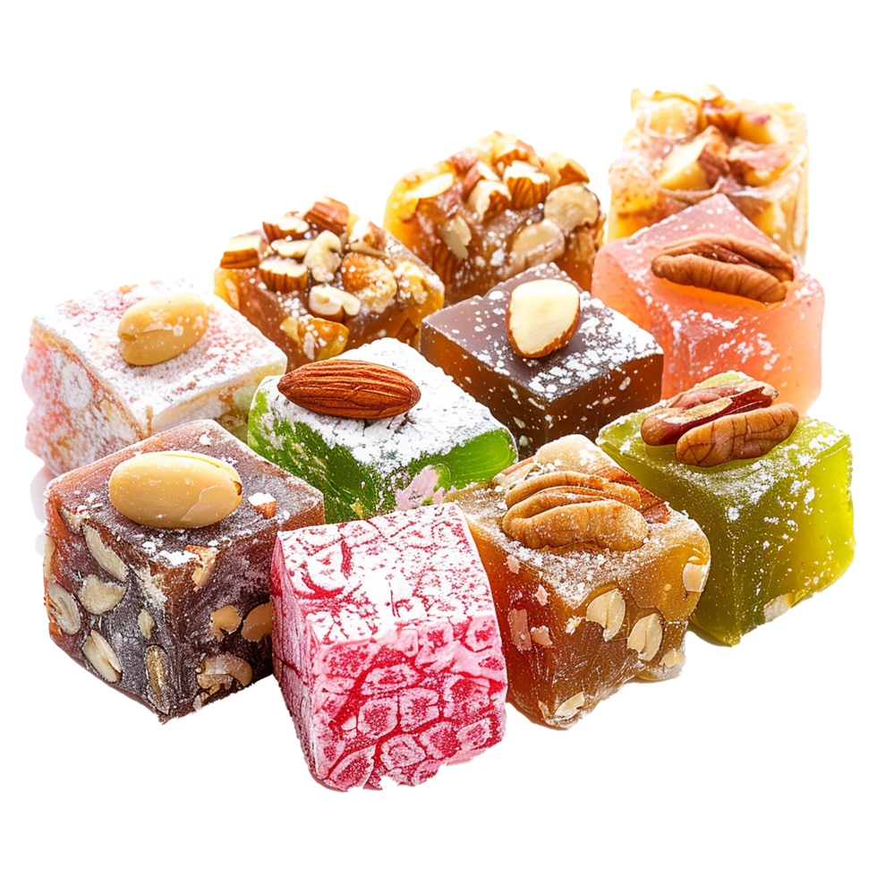 Eastern sweets turkish delight locum with nuts png