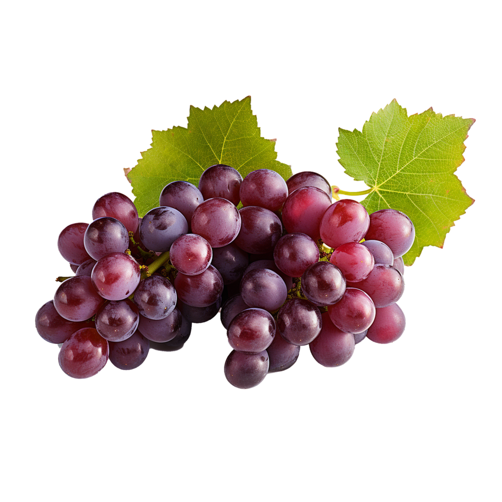 A bunch of grapes with leaves png