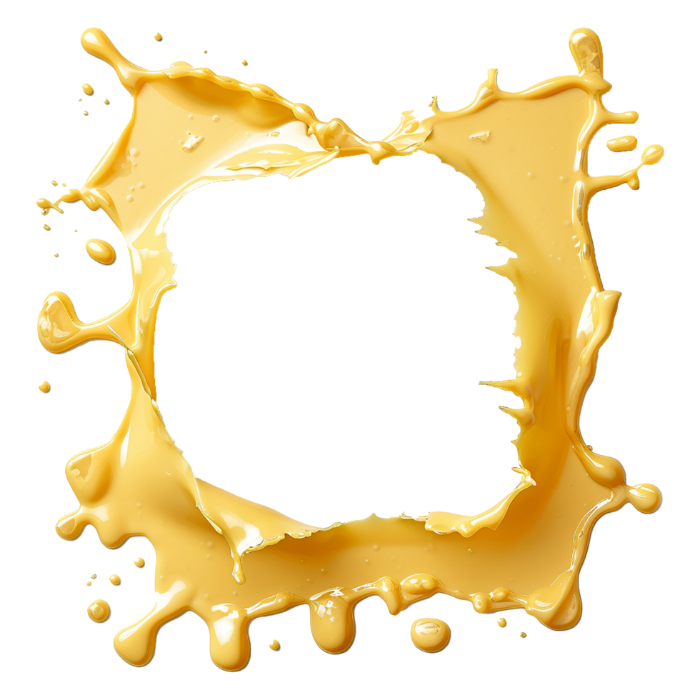 Melted cheese frame isolated on transparent background png