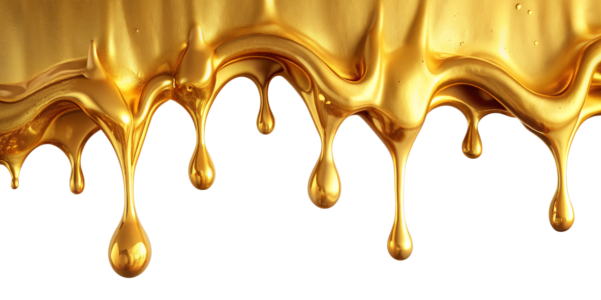 Gold liquid dropping isolated on transparent background png