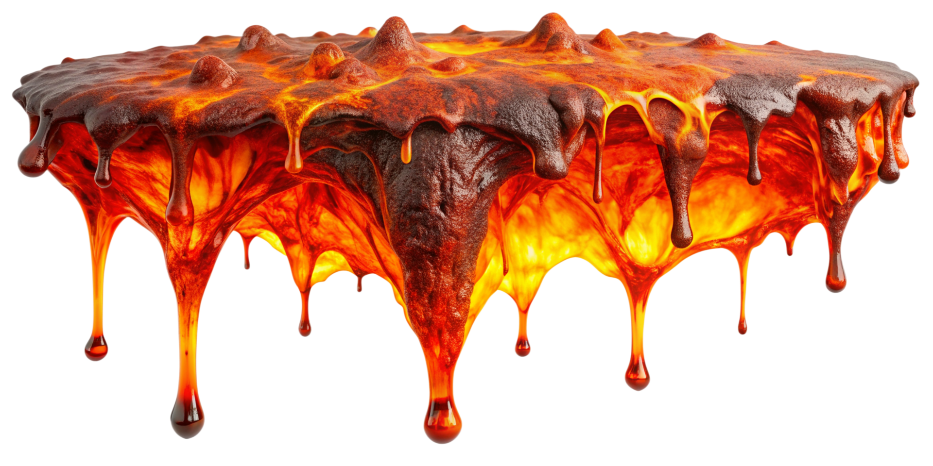 Hot molten Lava melt dropping isolated on background png
