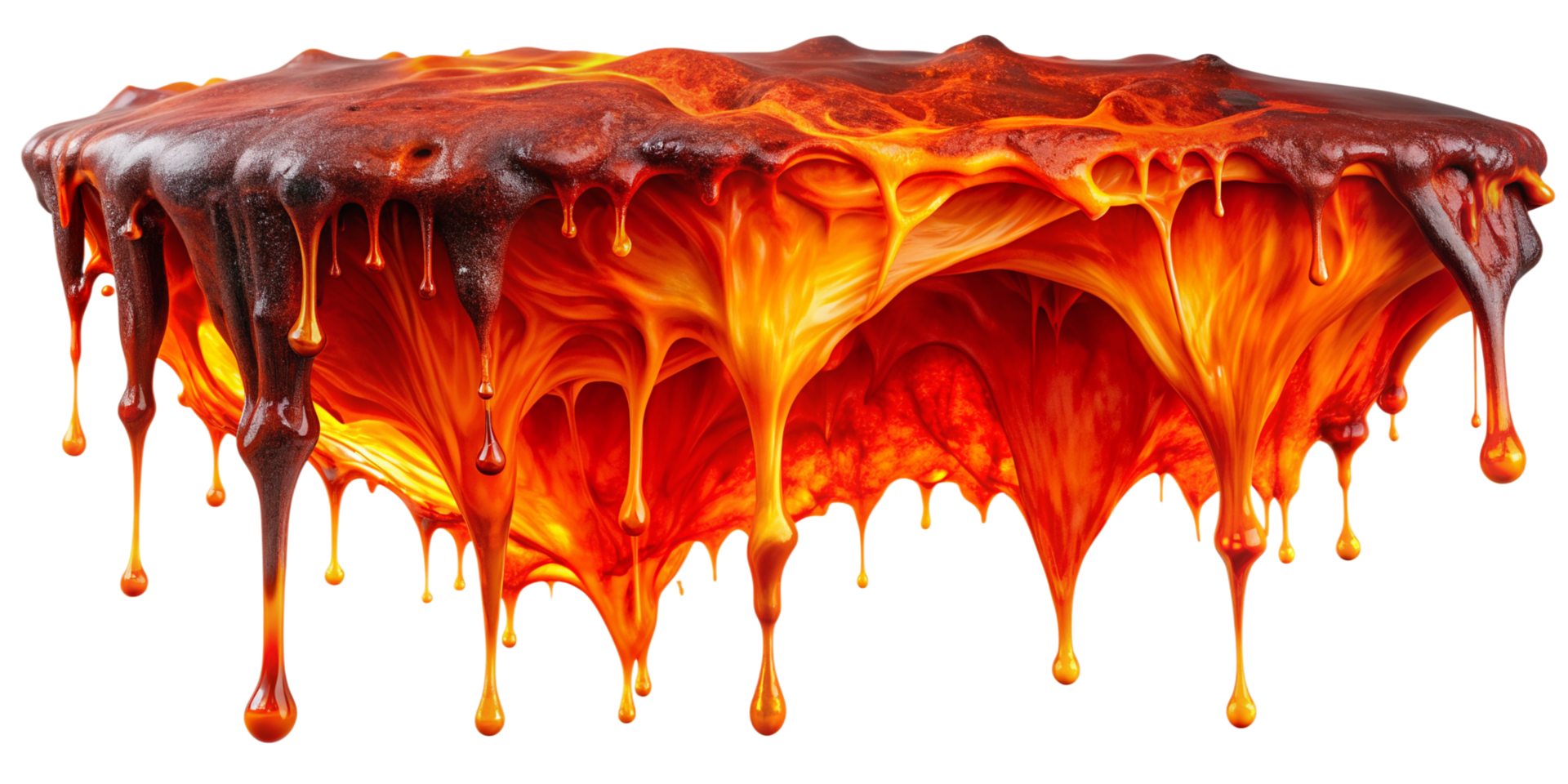 Hot molten Lava melt dropping isolated on background png