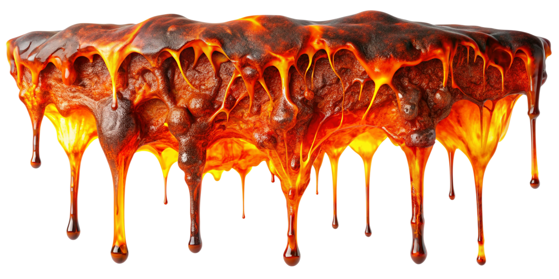 Hot molten Lava melt dropping isolated on background png