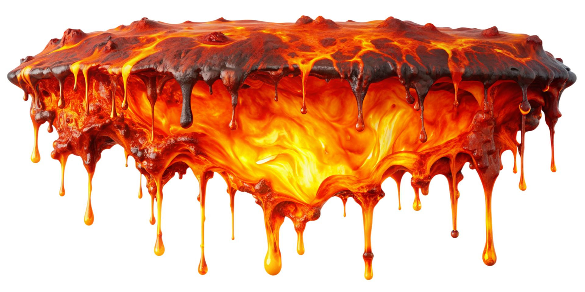 Hot molten Lava melt dropping isolated on background png