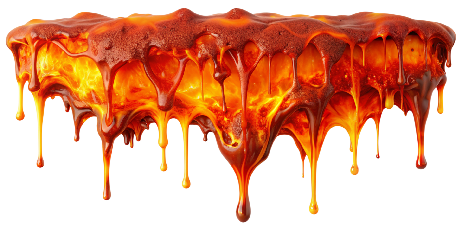 Hot molten Lava melt dropping isolated on background png