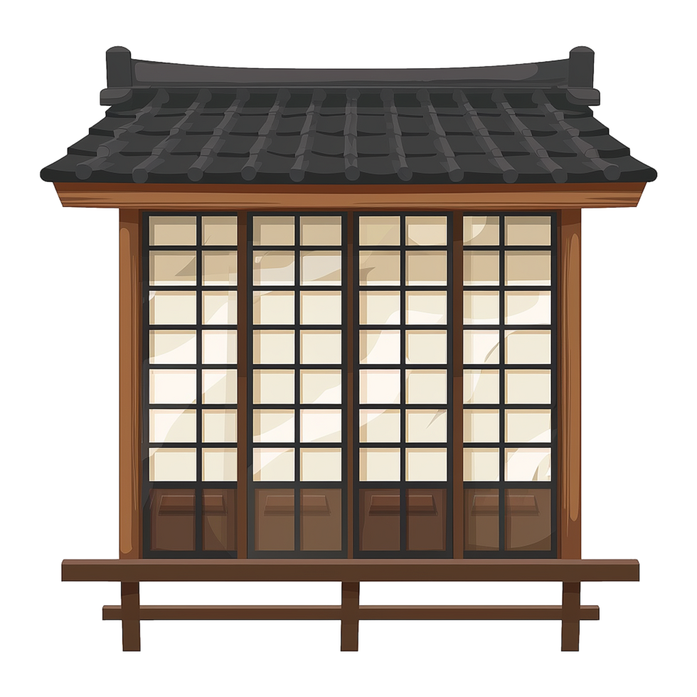 Japanese style window isolated on transparent background png